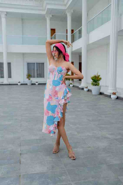 Pink Floral midi dress