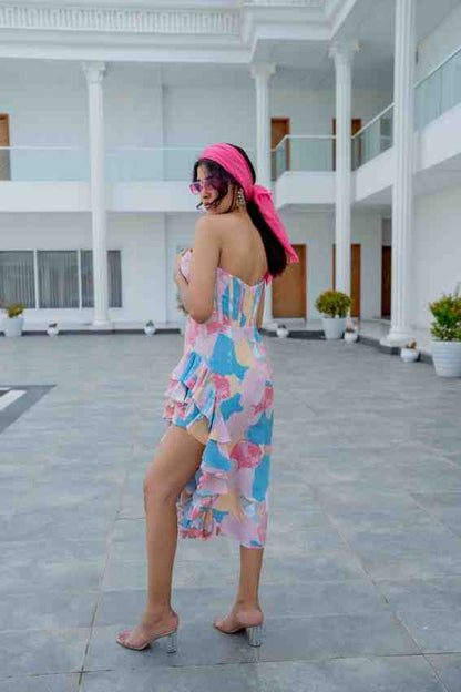 Pink Floral midi dress
