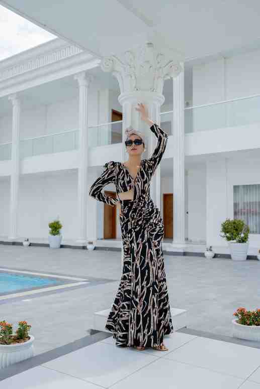 Black Printed long dress