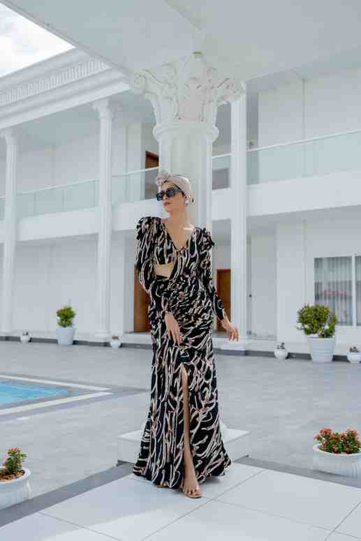 Black Printed long dress
