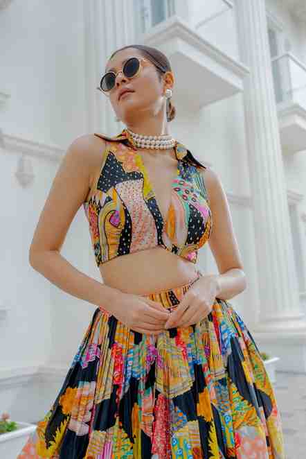 Black Multi lehnga