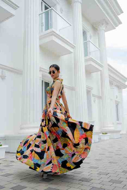 Black Multi lehnga