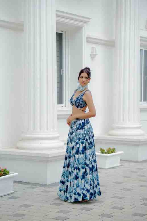 Blue Printed lehnga set