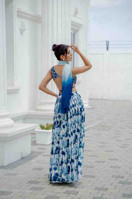 Blue Printed lehnga set