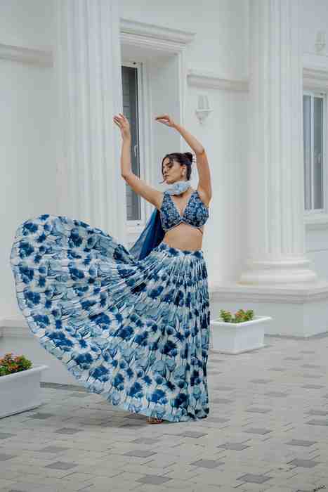 Blue Printed lehnga set