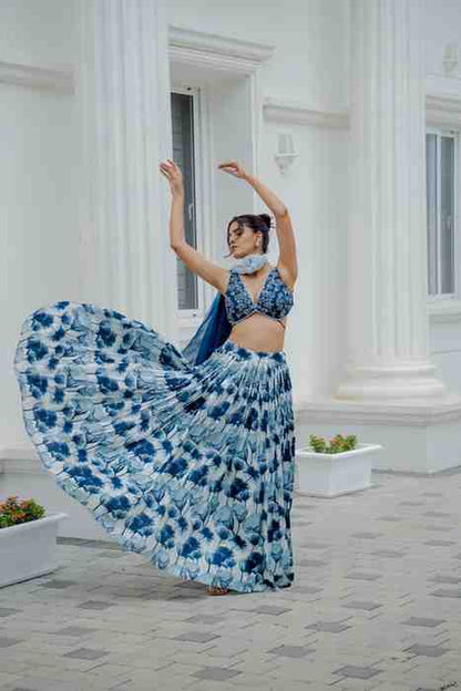 Blue Printed lehnga set